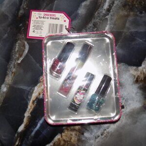 Smackers to.ki.o Treats Set Lip and Nail Polish (Pink/Blue Glitter) NEW